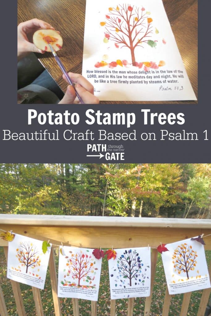 These beautiful fall trees are every bit as fun to make as they are enjoyable to look at. Bring some fall to your home or classroom today with these potato print trees, complete with a reminder from Psalm 1 on the bottom.