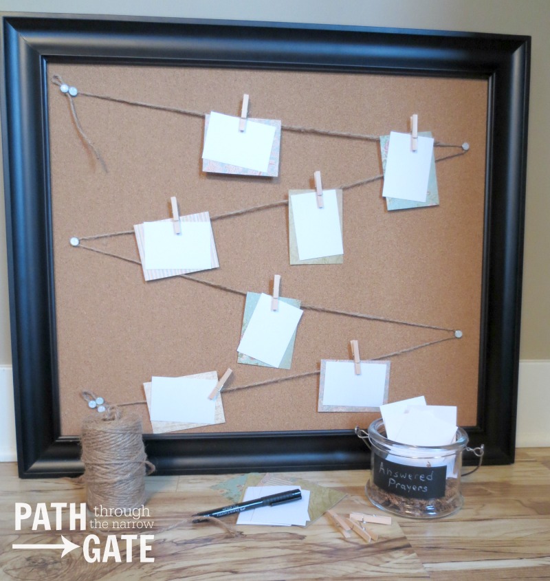 Keep track of your prayer requests with this simple to make prayer board|PathThroughTheNarrowGate.com