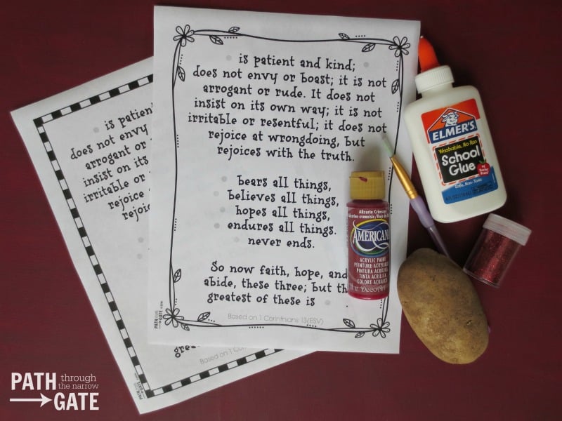 These printables can be used in several different ways to create a 1 Corinthians 13 Craft, perfect for Valentine's Day.