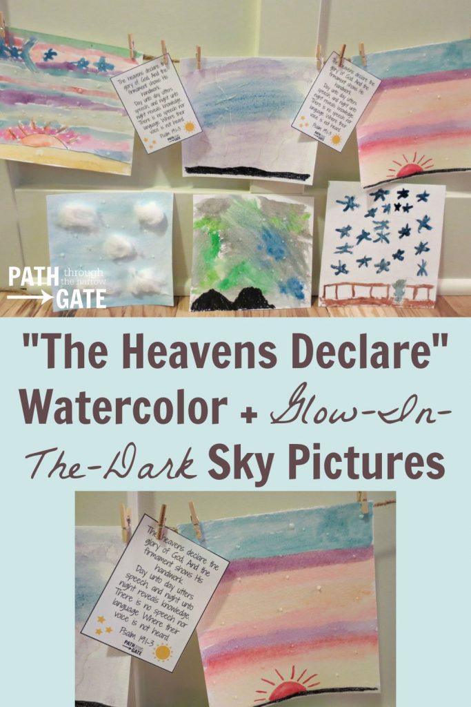 Watercolor paints are a blast to use! Introduce your child to this art form by painting beautiful abstract watercolor sky pictures, complete with glow-in-the-dark stars and a reminder of God's greatness.