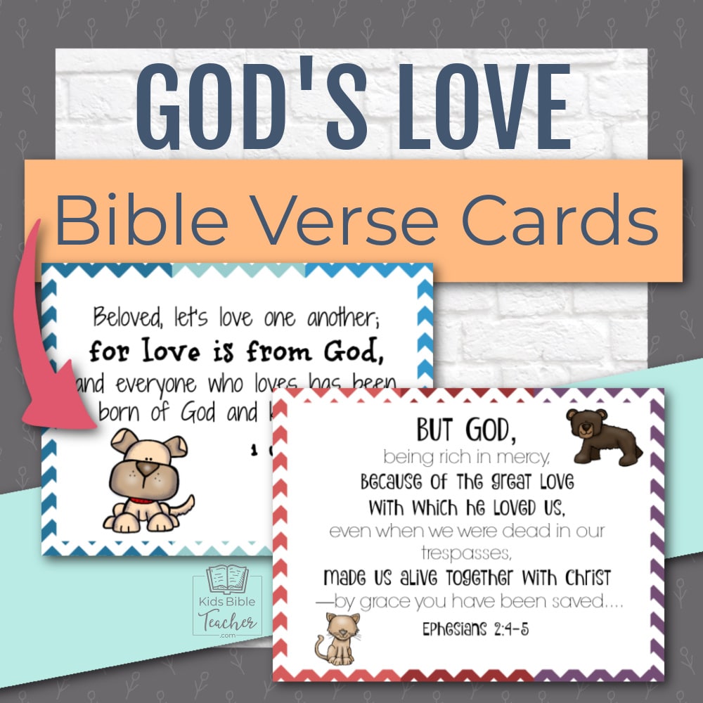 God's Love Bible Verse Cards with Valentine's Day Bible Verses for Kids