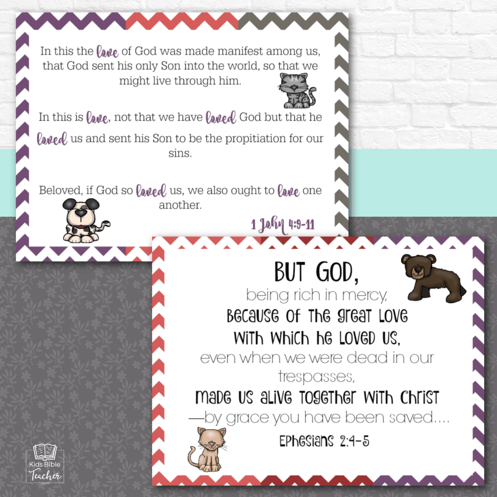 Free Printable God's Love Bible Verse Love Notes in three Bible versions. These are so cute- perfect for Valentine's Day or any day!