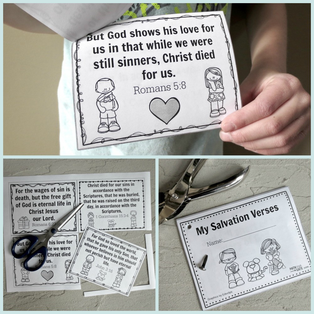 These free printable verse cards are a perfect way to share the Gospel with your kids, or to hand out to kids visiting your Sunday School or Awana.|How to Share the Gospel with Kids in 6 Simple Steps|Path Through the Narrow Gate.com