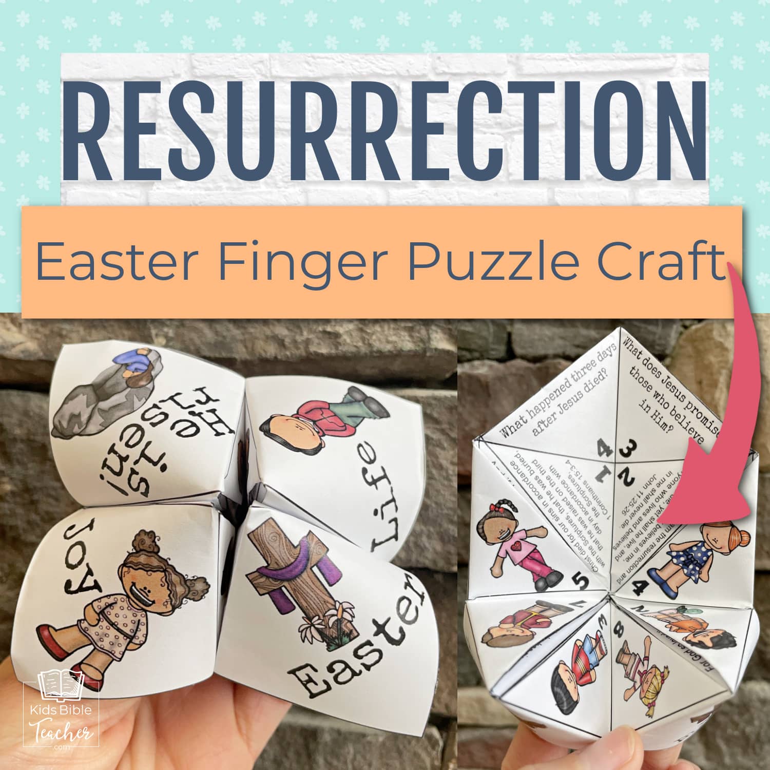 Help your kids learn the story of Jesus' resurrection with this interactive Easter Finger Puzzle - complete with Bible verses and questions!