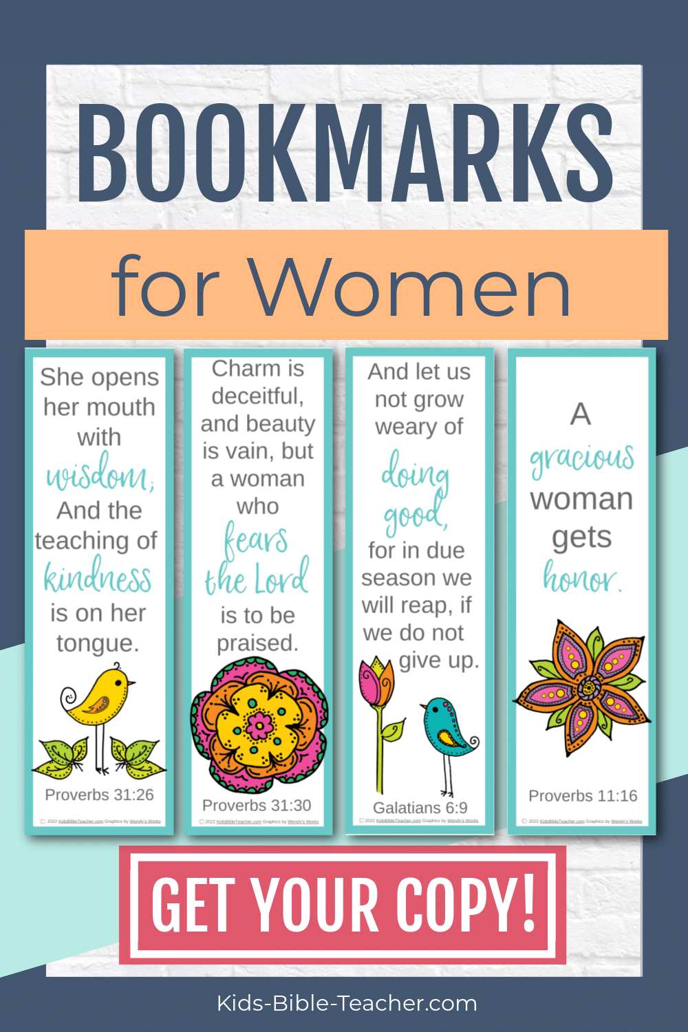 Mother's Day Bookmarks for Women with Bible Verses for Women