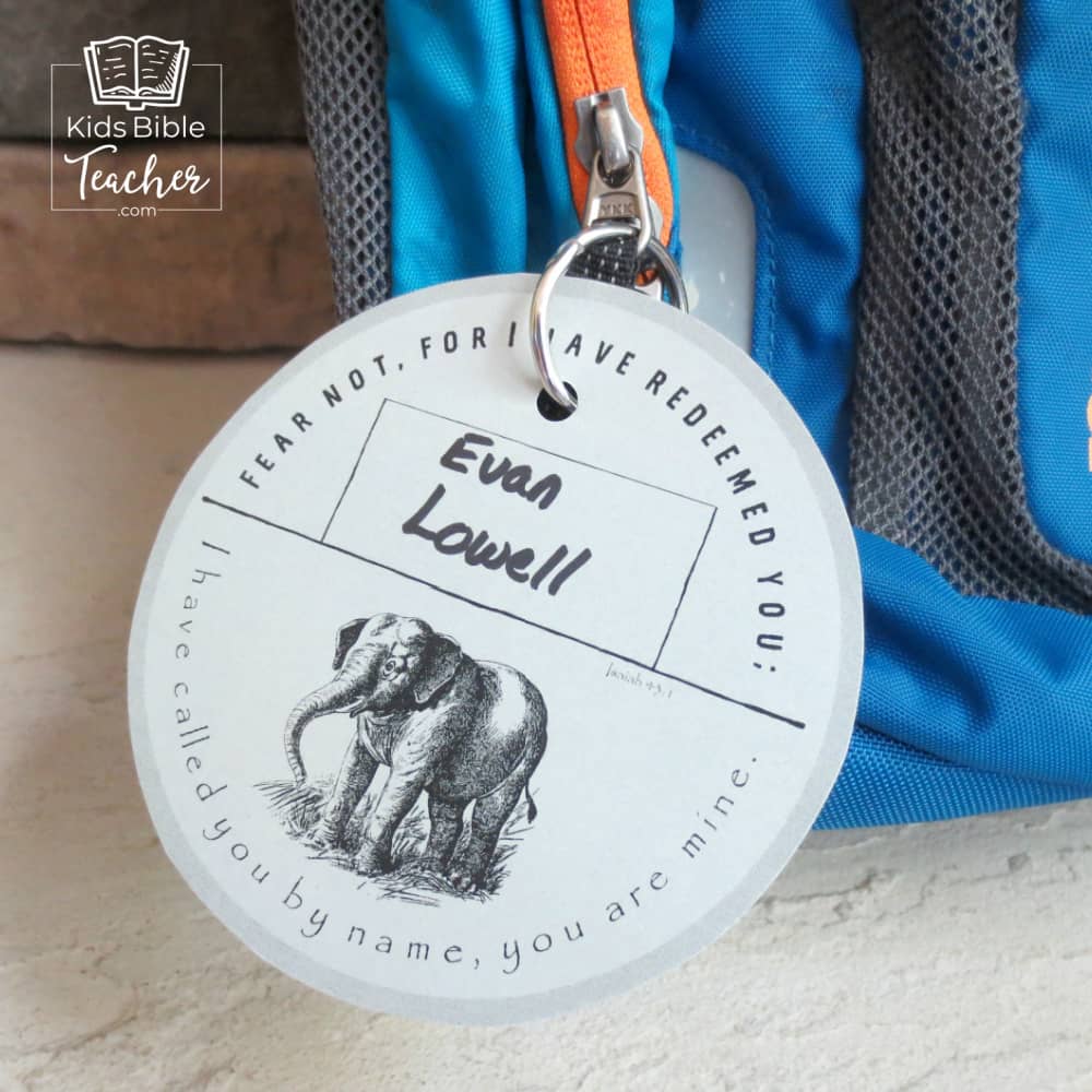 These free printable name tags, featuring Bible verses and wild animal drawings, can be used to label back packs, instruments, books, and lunch boxes. They make perfect crafts for home use, Sunday School, or back to school gifts.