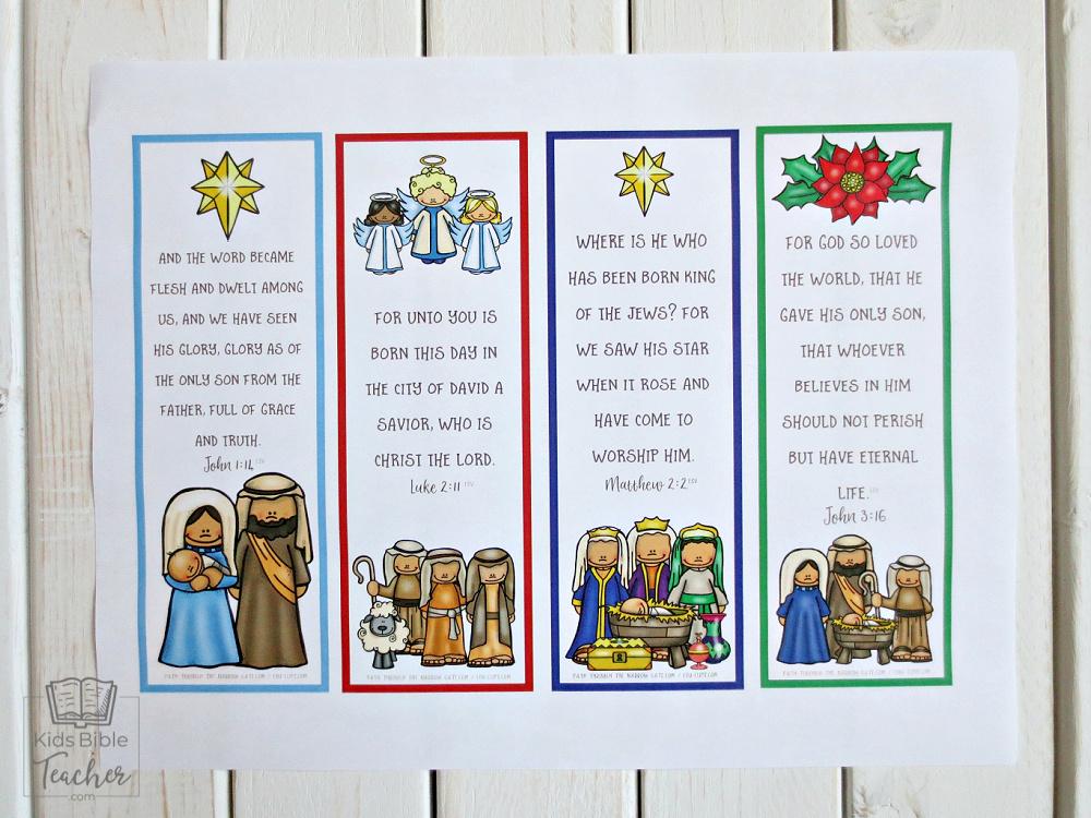 Christmas bookmarks with Bible verses for Kids