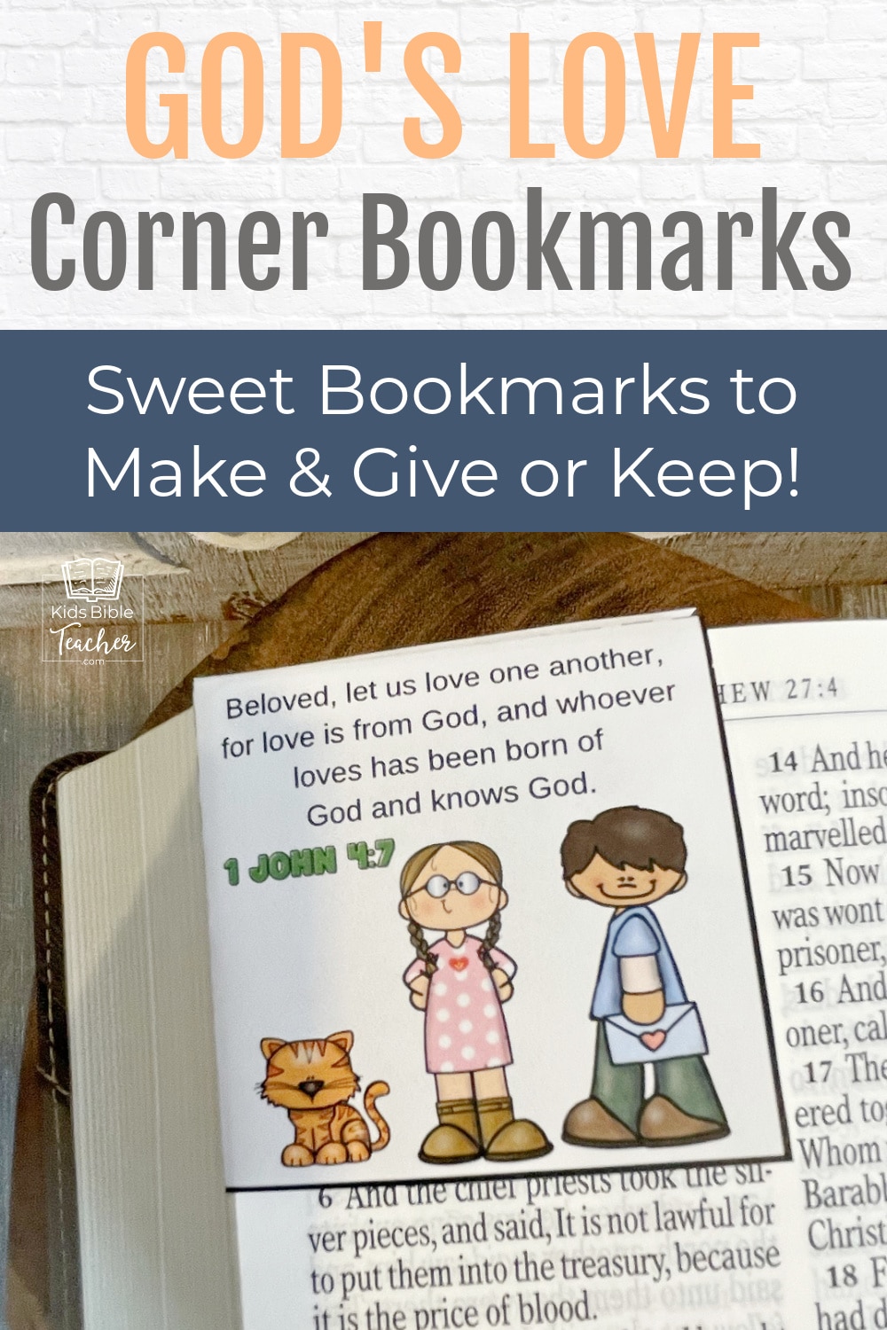 Valentine's Bible Craft for Kids with Bible Verses Corner Bookmarks