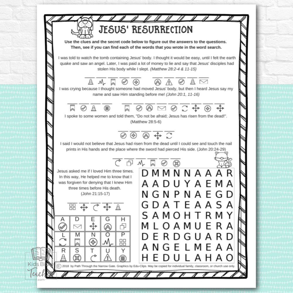 Easter Coding Worksheets Christian Cross Religious Picture 