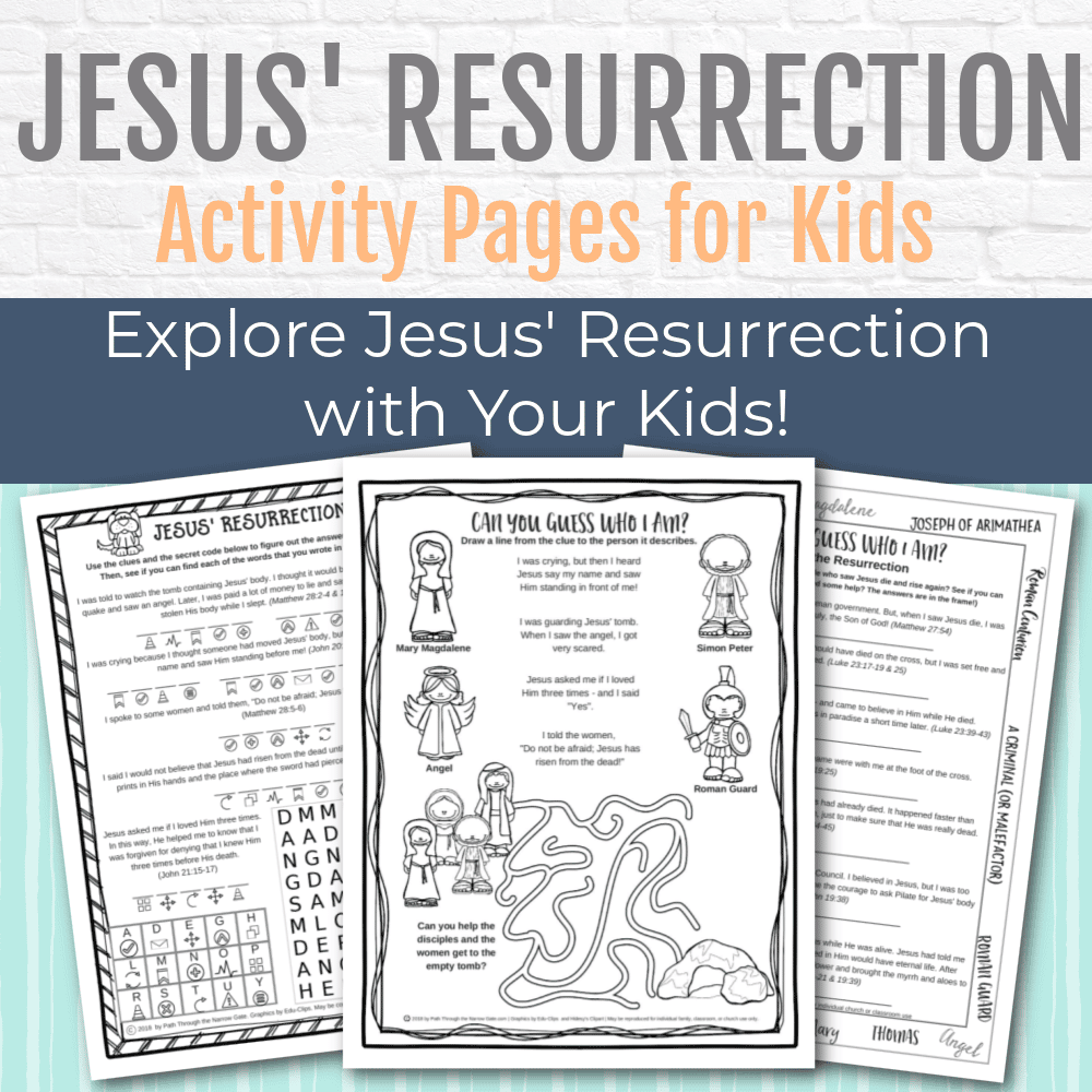 jesus resurrection easter activity pages kids bible teacher