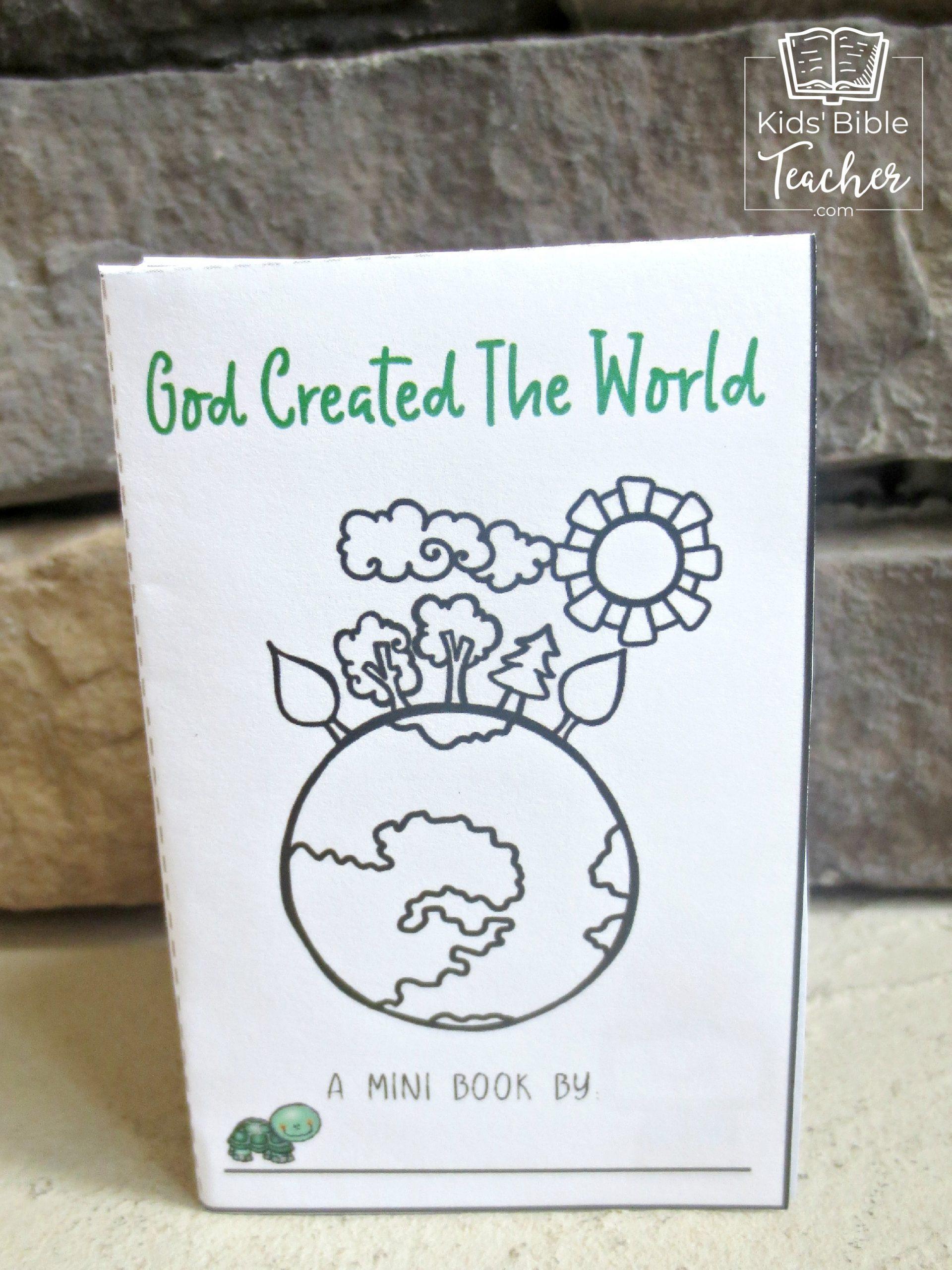 This Bible Story of Creation Mini Book Genesis Craft for Kids is a perfect way to teach kids the story of God creating the world - great for home or classroom use!