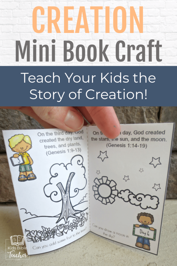 This Bible Story of Creation Mini Book Genesis Craft for Kids is a perfect way to teach kids the story of God creating the world - great for home or classroom use!