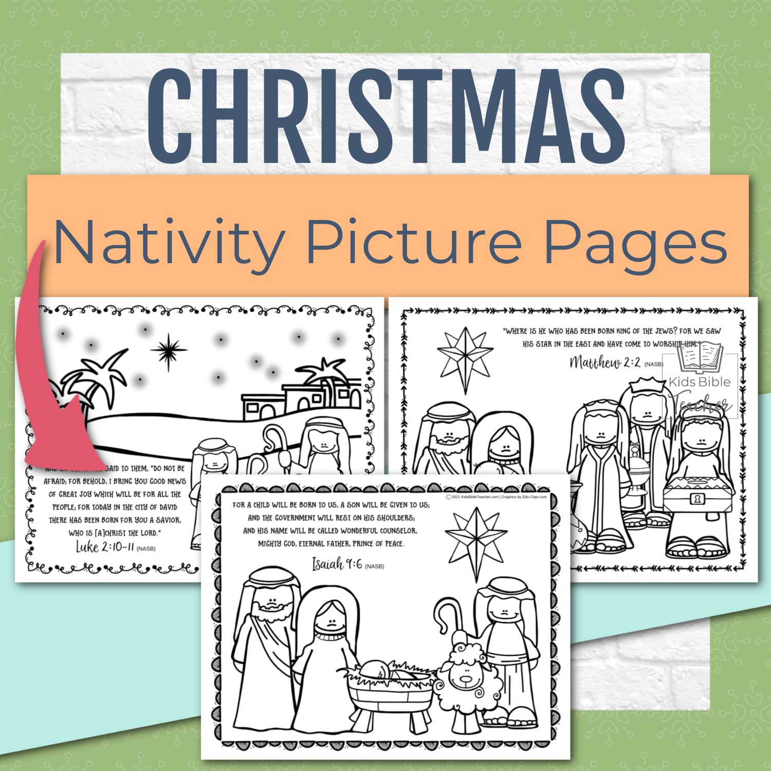 Christmas Bible Coloring Pages for Kids with Nativity Bible Verses 