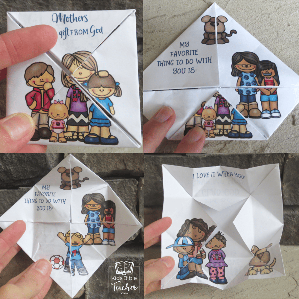 Here's a fun foldable puzzle Mother's Day Card that opens up one layer at a time to reveal new pages and messages - great for Sunday School or classroom use