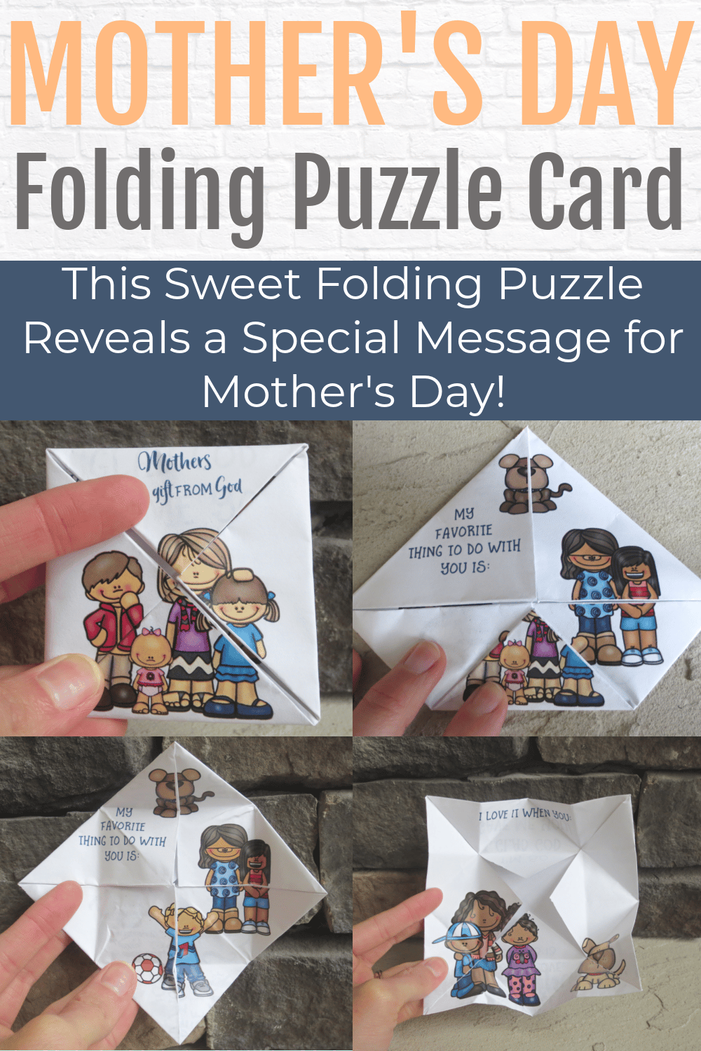 Here's a fun foldable puzzle Mother's Day Card that opens up one layer at a time to reveal new pages and messages - great for Sunday School or classroom use