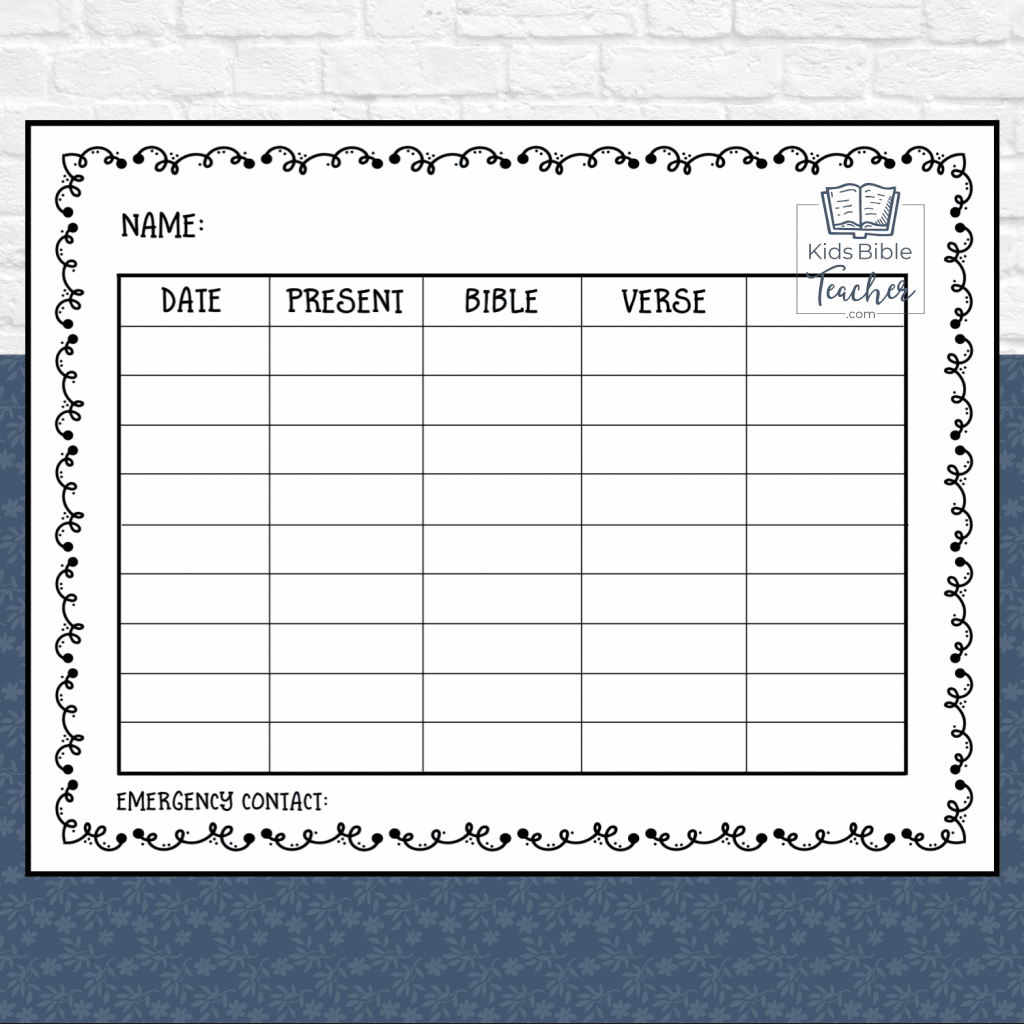 Printable Sunday School Attendance Sheet Pdf Printable Form 