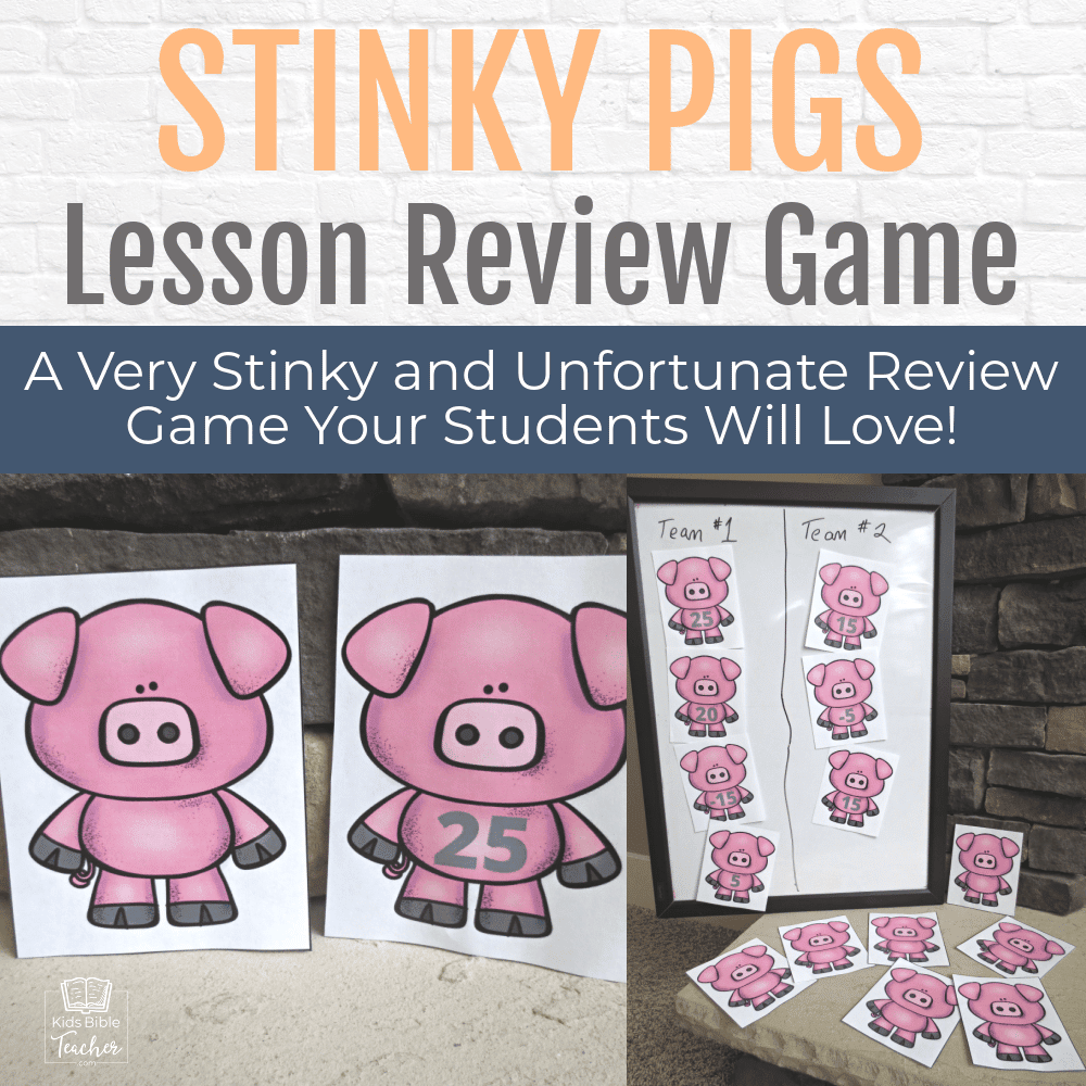 The Stinky Pigs Lesson Review Game is a perfect way to review any lesson. The tricky "Stinky Pigs" will have your kids begging to play again and again.