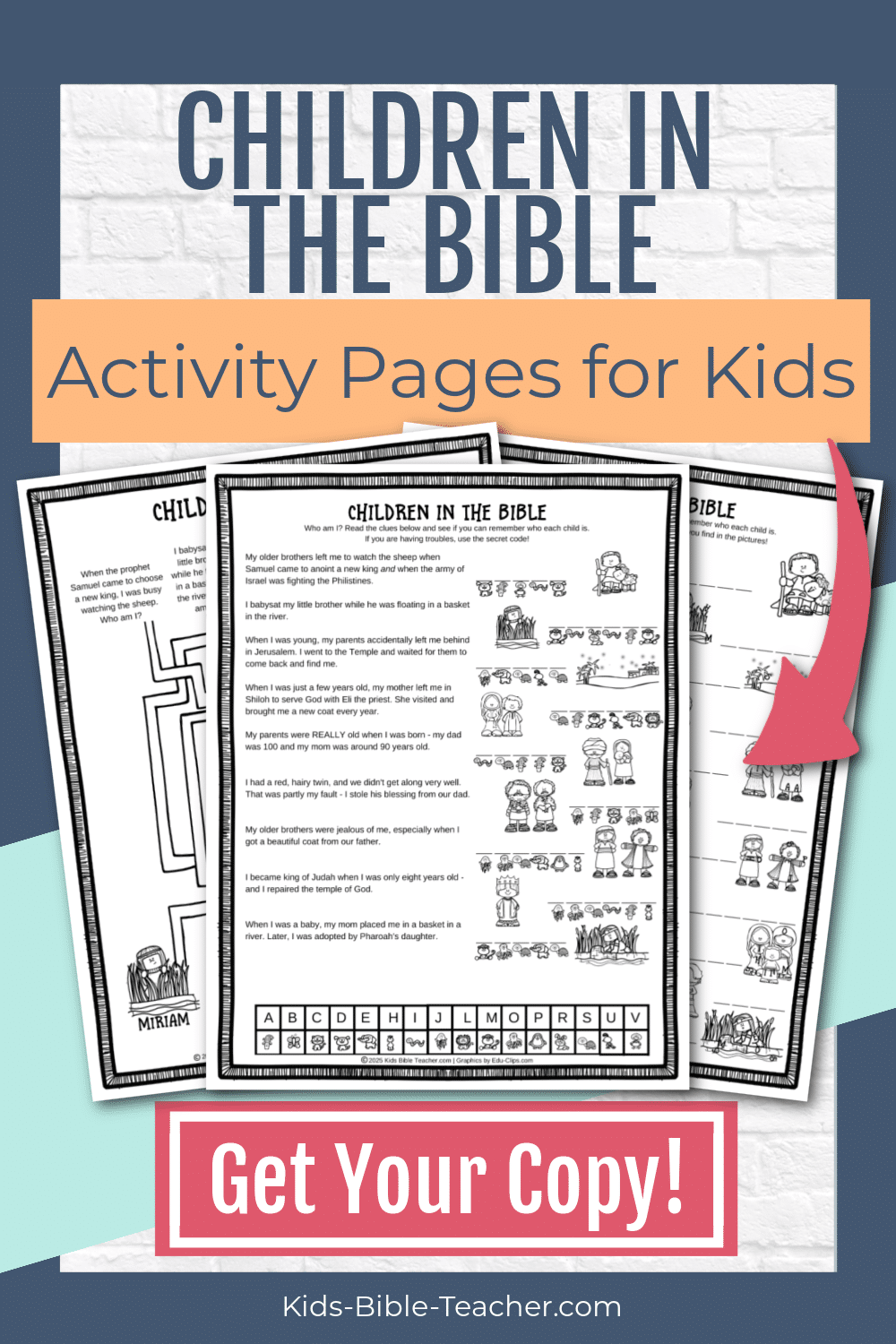 Free Bible worksheet for Kids Children in the Bible