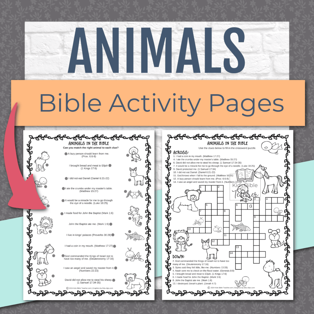 Animals in the Bible Activity Pages will help your kids learn more about different animals in the Bible. Perfect for class or home!