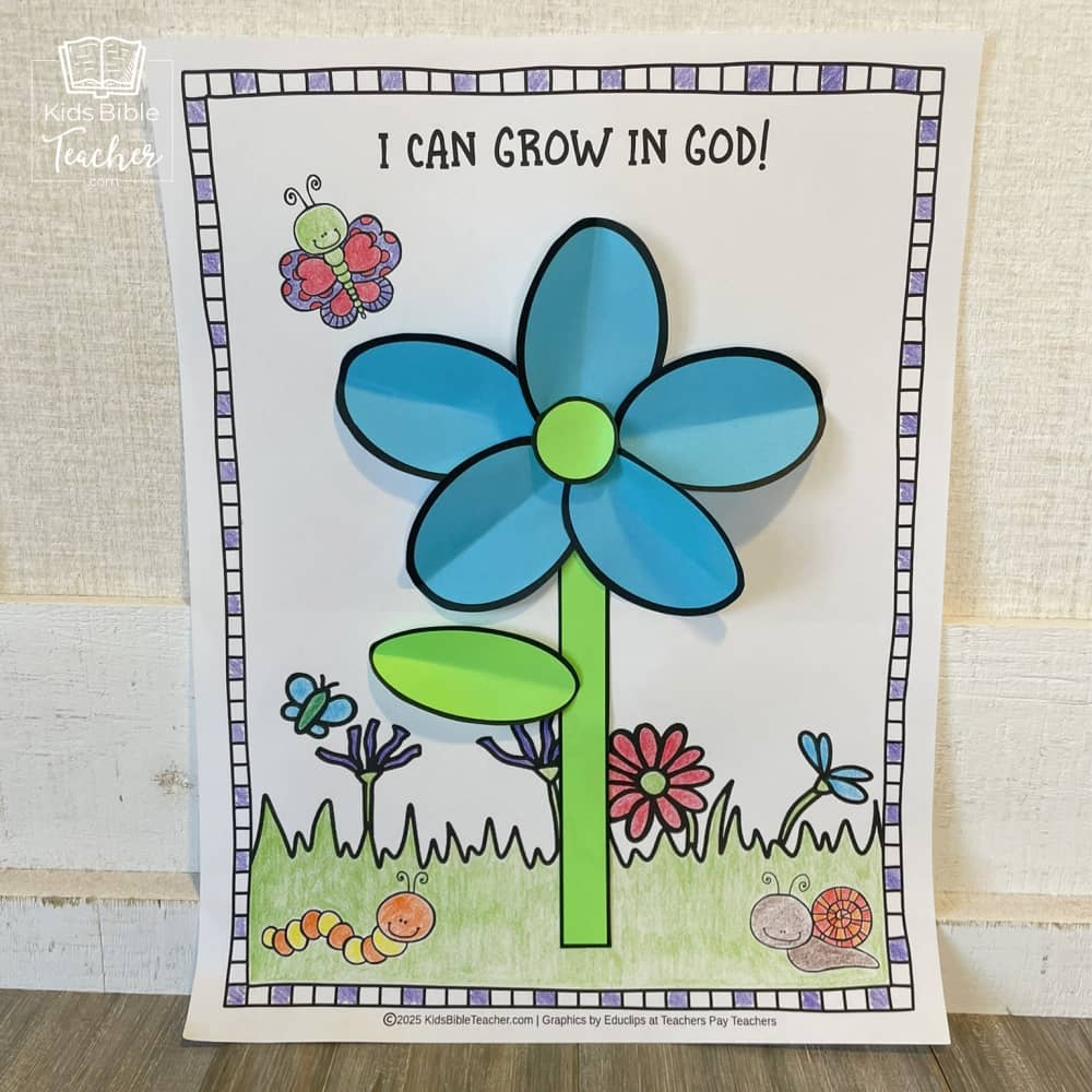 Spring Bible Craft for Kids I Can Grow in God Flower