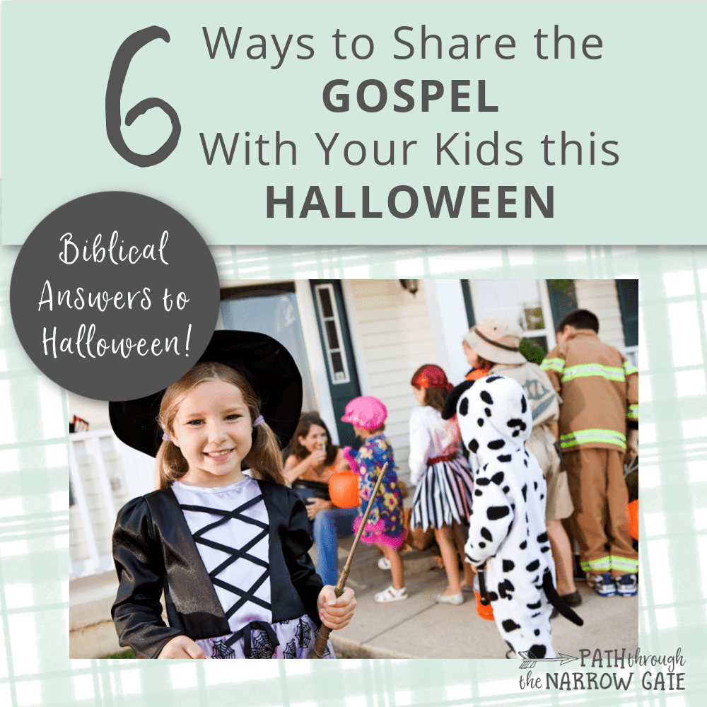 Here are six conversation starters to help you talk to your kids about Halloween and and use it to explain the Gospel to your kids. Perfect for home or classroom use!