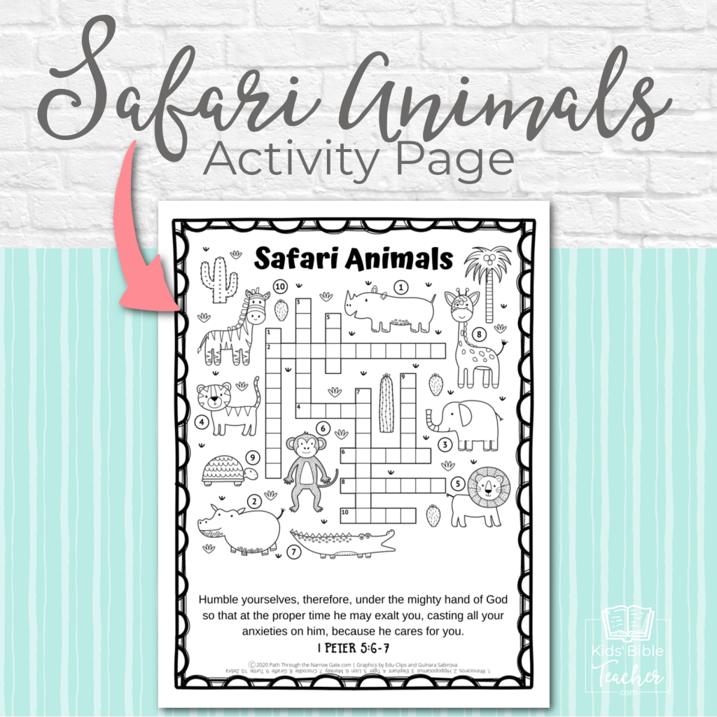 The free printable Safari Animals Activity Page is a great way to supplement any Sunday School or Bible class! Get your copy today.