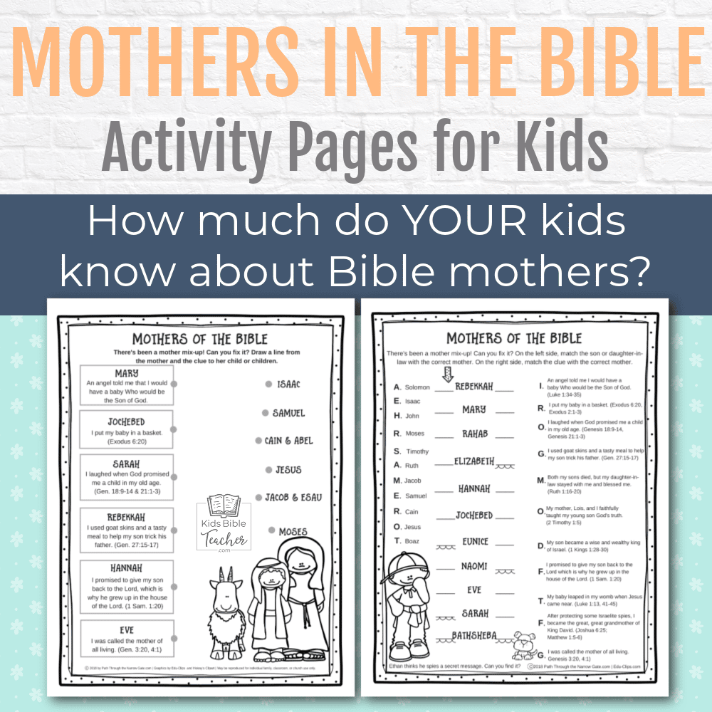 Mothers in the Bible Activity Pages - Kids Bible Teacher