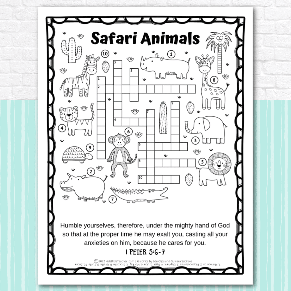 The free printable Safari Animals Activity Page is a great way to supplement any Sunday School or Bible class! Get your copy today.