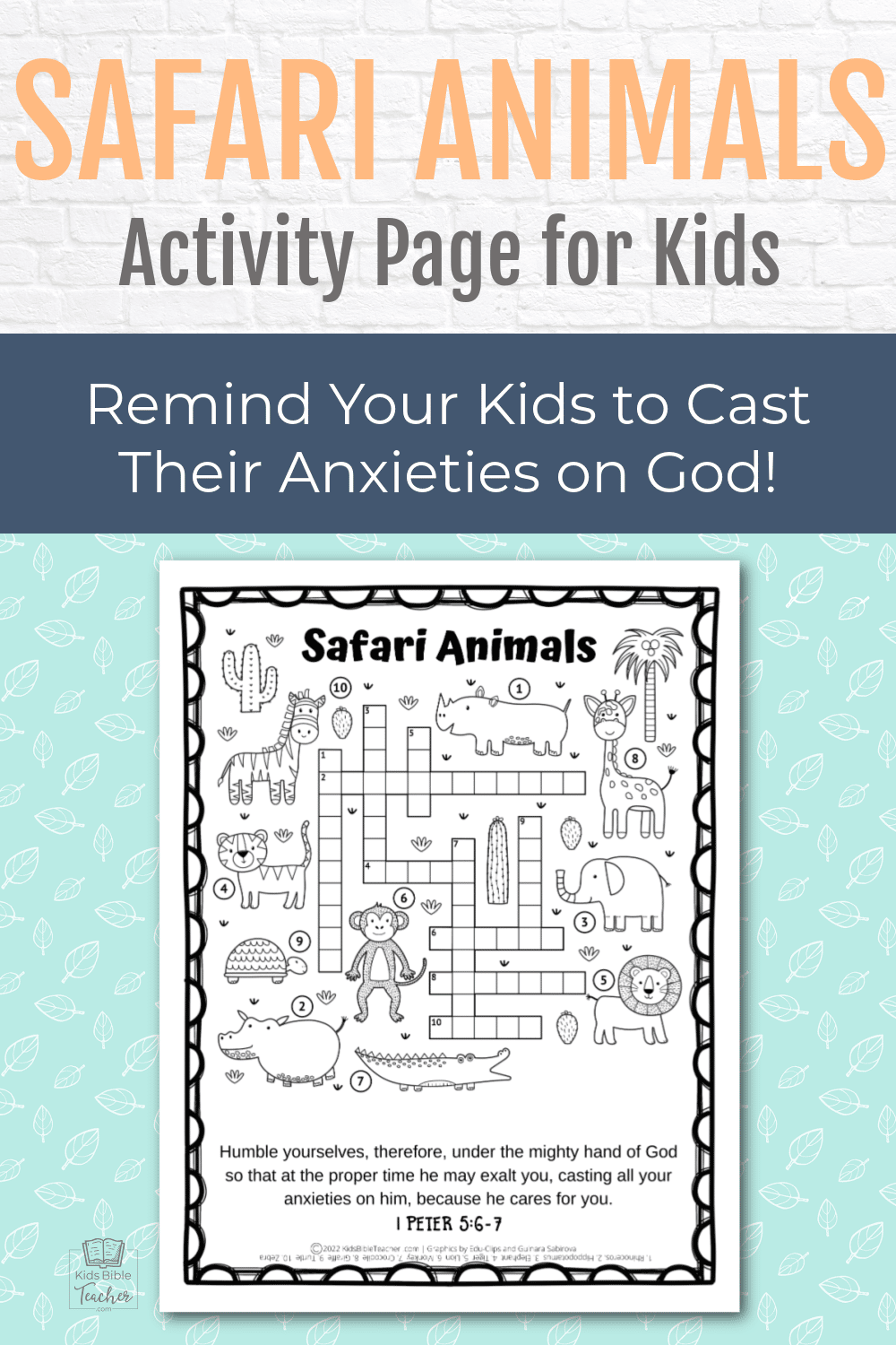 The free printable Safari Animals Activity Page is a great way to supplement any Sunday School or Bible class! Get your copy today.