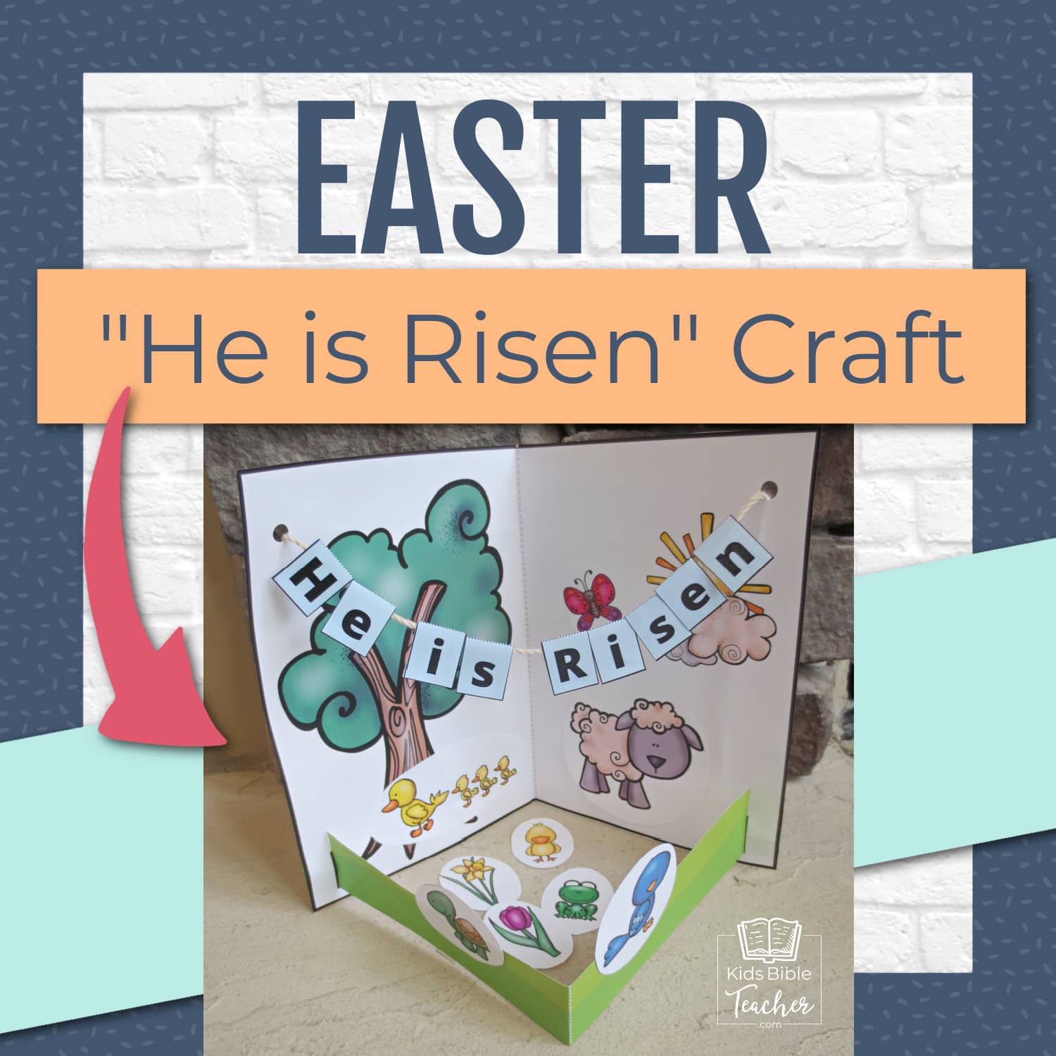 Your kids will love individualizing this paper Easter scene -complete with the message from Matthew 28:6 - He is risen! | Kids Bible Teacher.com