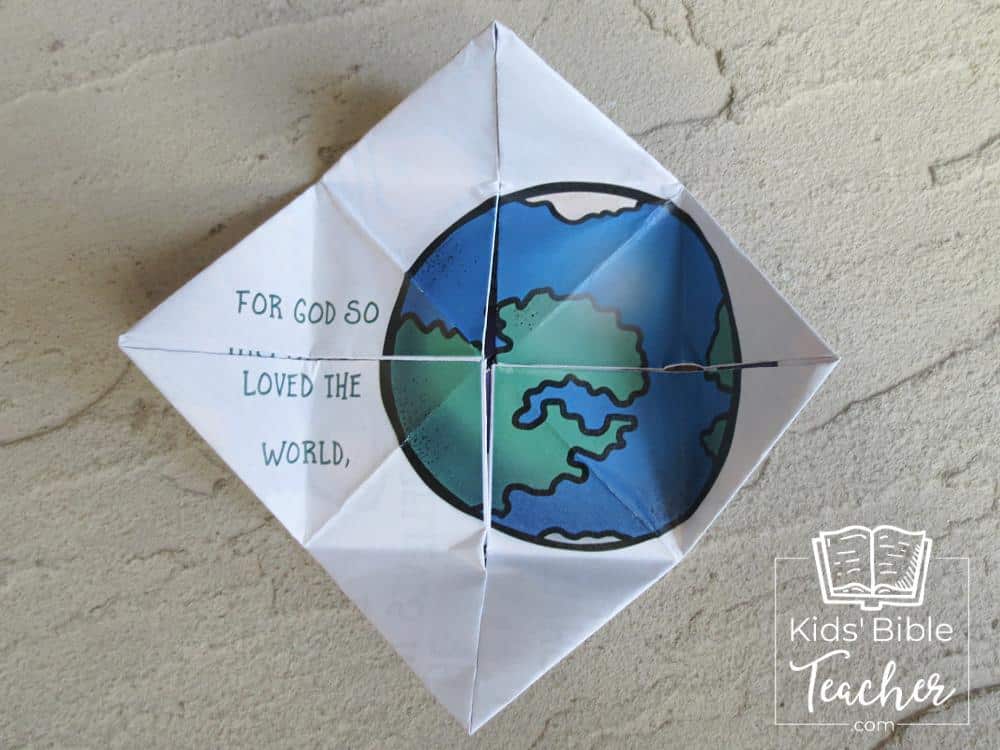This John  3:16 folded puzzle is a fun little origami craft that unfolds  to reveal the message of John 3:16. | Kids Bible Teacher.com