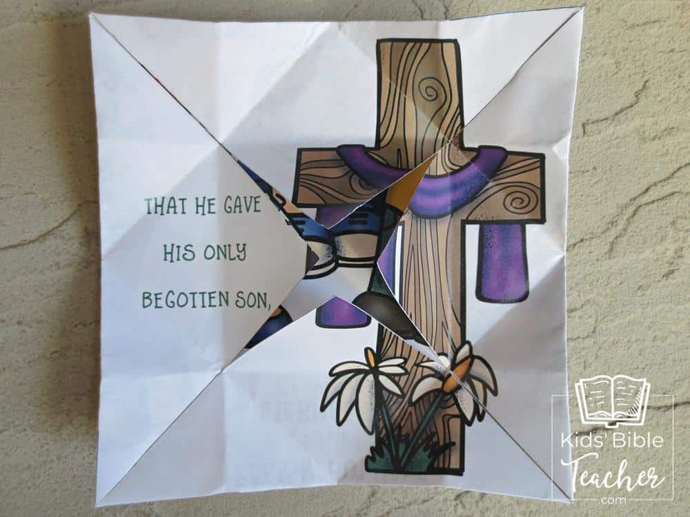 This John  3:16 folded puzzle is a fun little origami craft that unfolds  to reveal the message of John 3:16. | Kids Bible Teacher.com