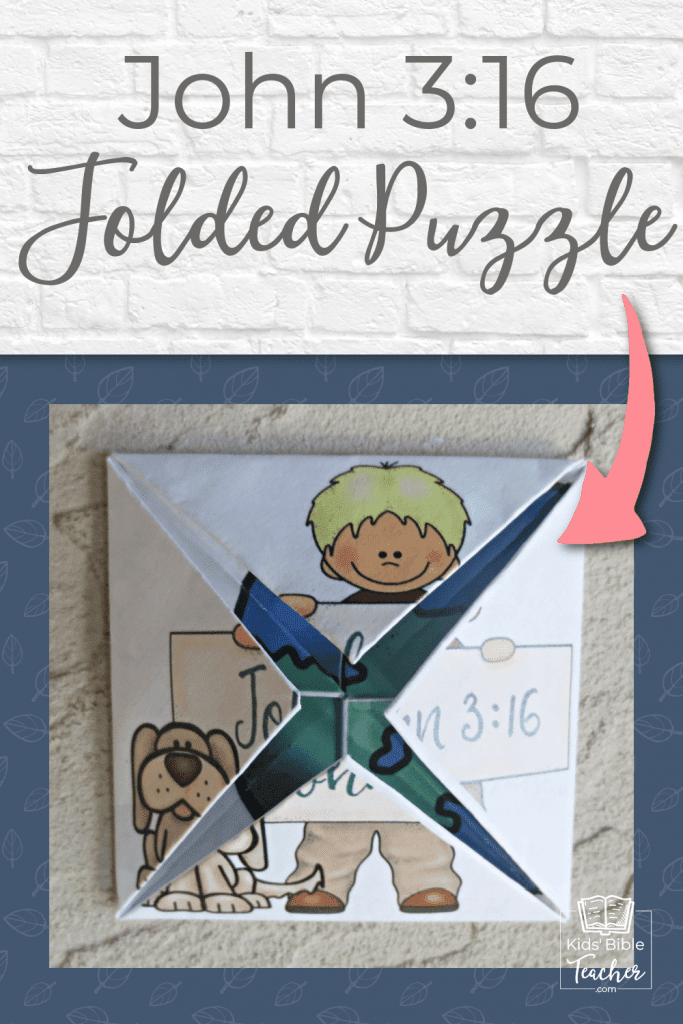 This John  3:16 folded puzzle is a fun little origami craft that unfolds  to reveal the message of John 3:16. | Kids Bible Teacher.com