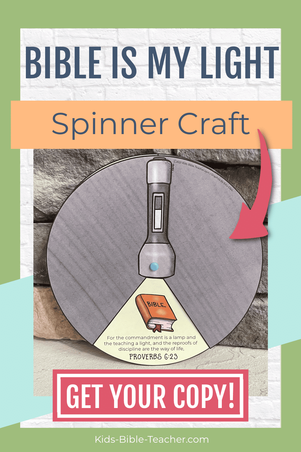 The Bible Is My Light Spinner Craft with Bible Verses about Light