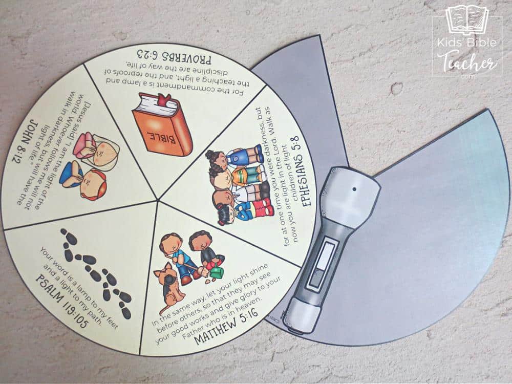 Image showing the Bible Is My Light Spinner Craft templates cut out.