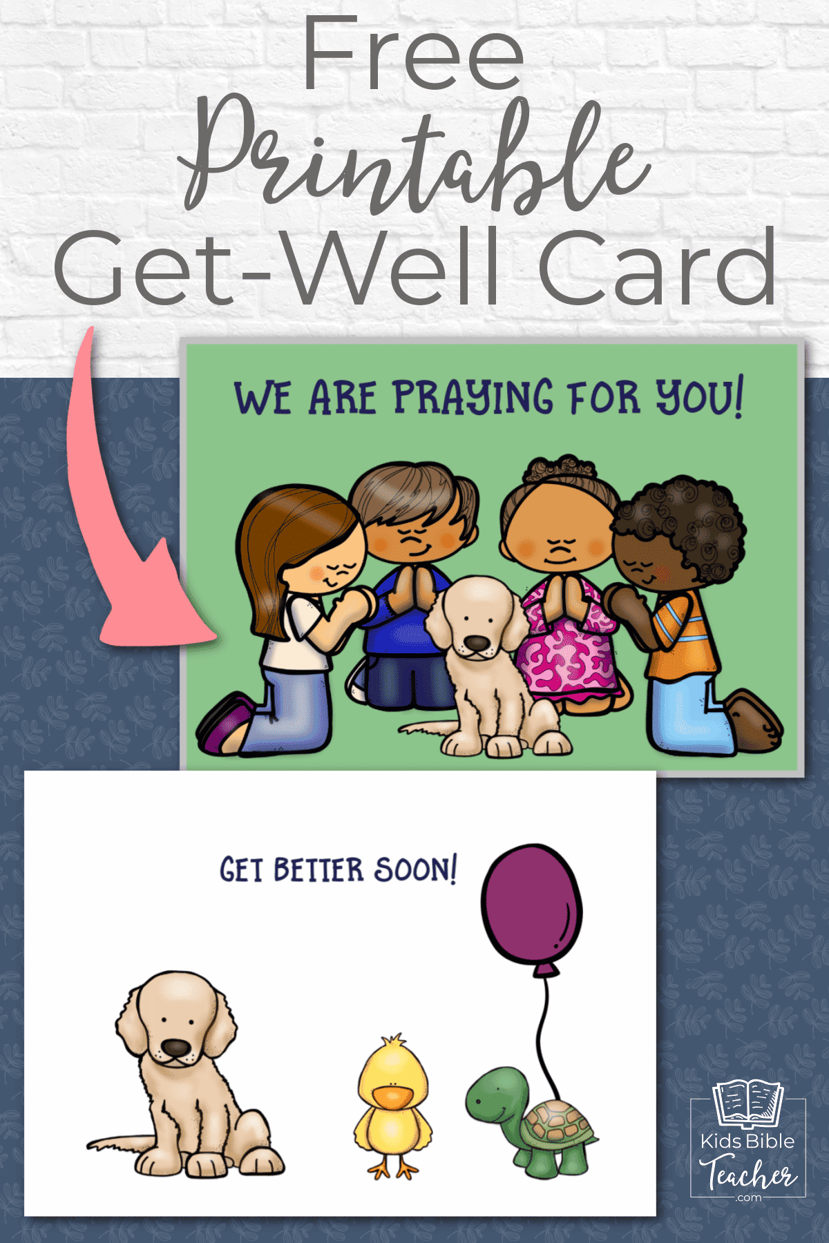 Easily encourage your kids when they are sick - with this FREE printable Get-Well card, perfect for a classroom! Kids Bible Teacher.com