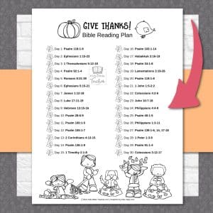 "Give Thanks" Thanksgiving Bible Reading Plan - Kids Bible Teacher