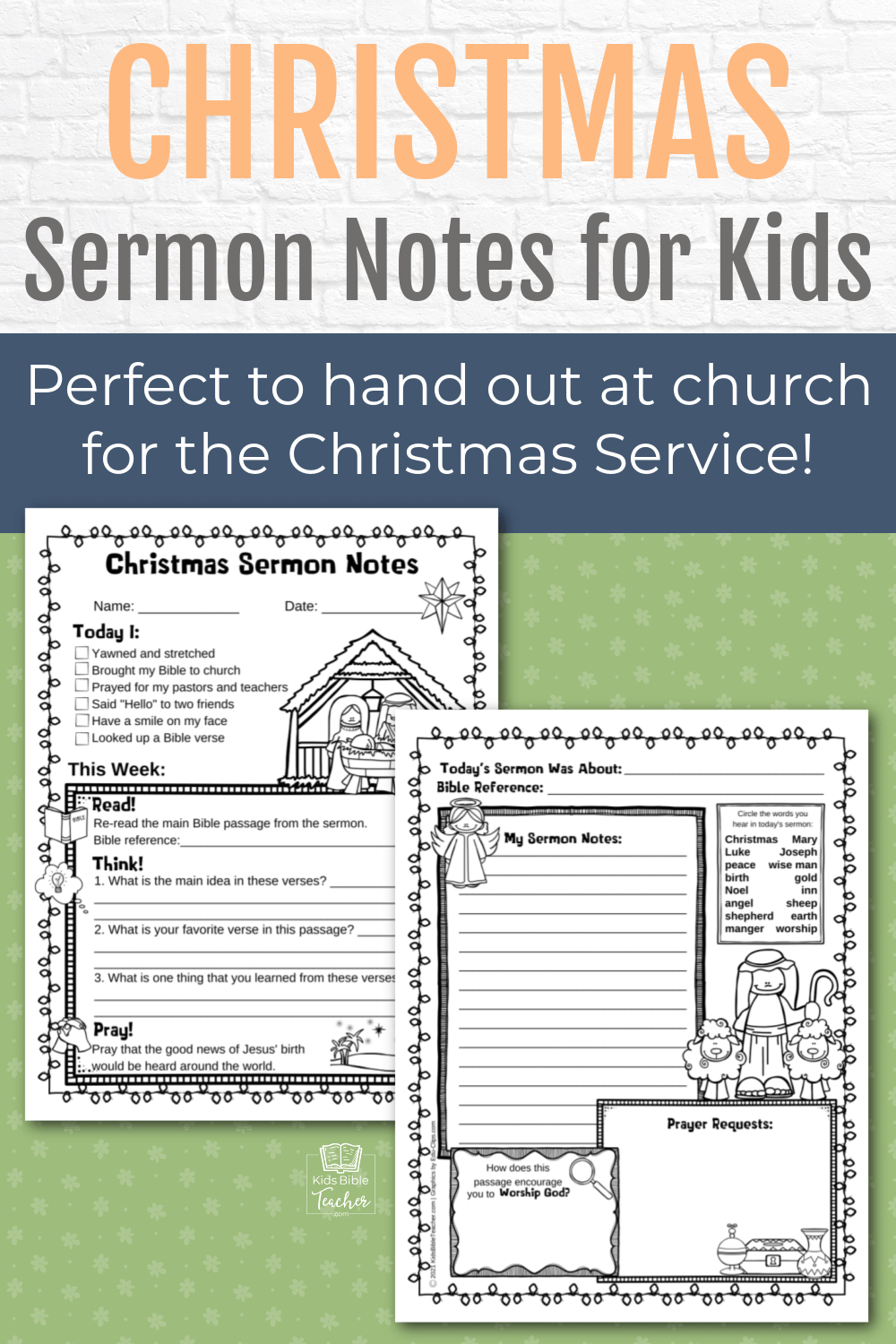 Welcome kids into your Christmas service with these fun Christmas Sermon Notes - Free Printable pages for family, church, or classroom use!
