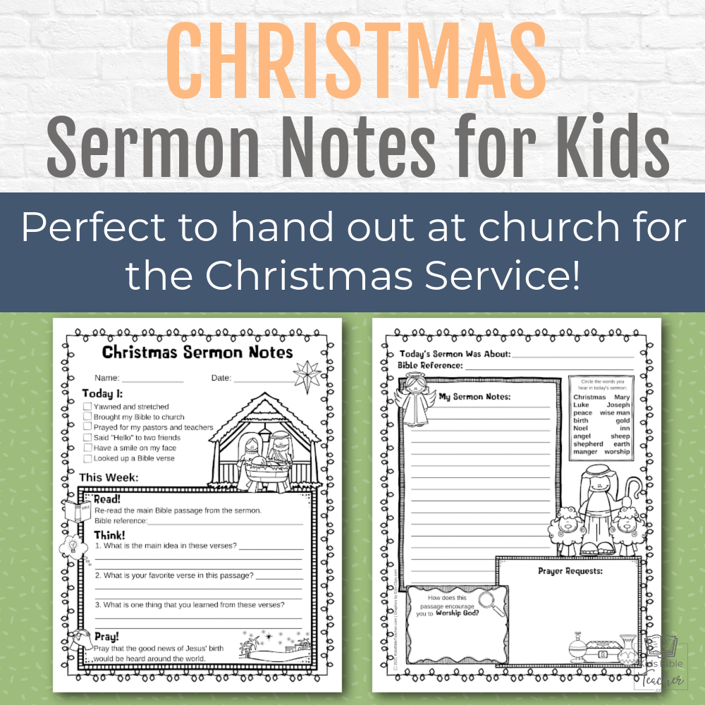 Christmas Sermon Notes Page Kids Bible Teacher