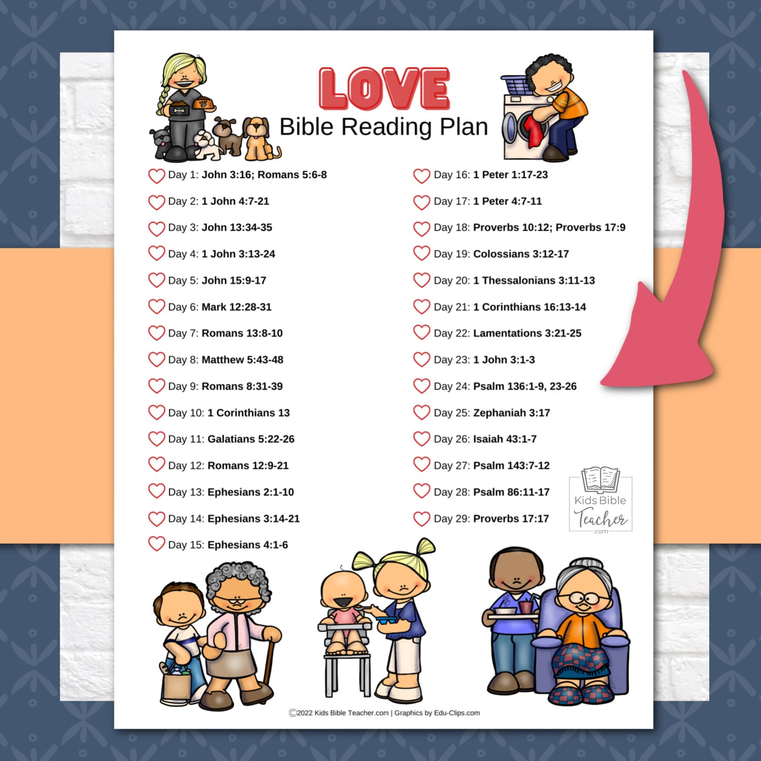 Love Bible Reading Plan for Kids image of full color page