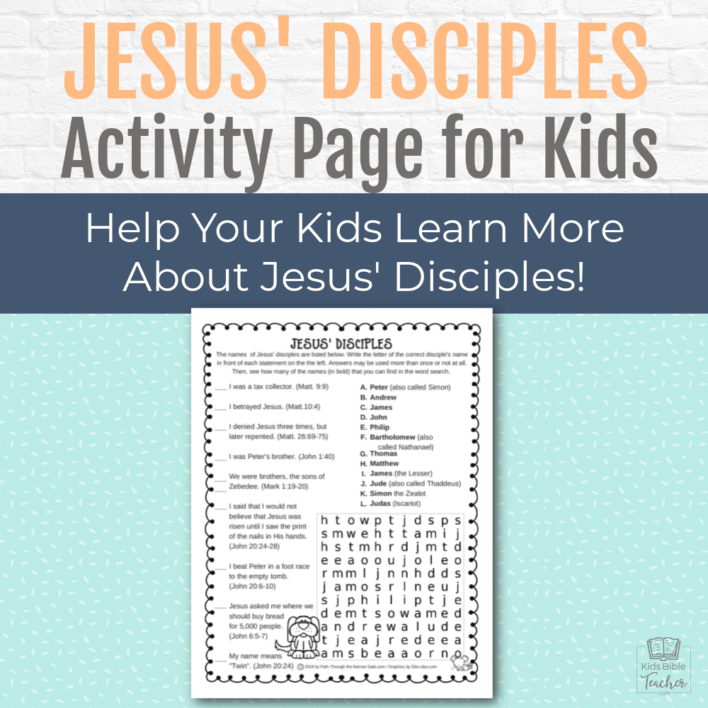 Jesus Disciples Worksheet Kids Bible Teacher