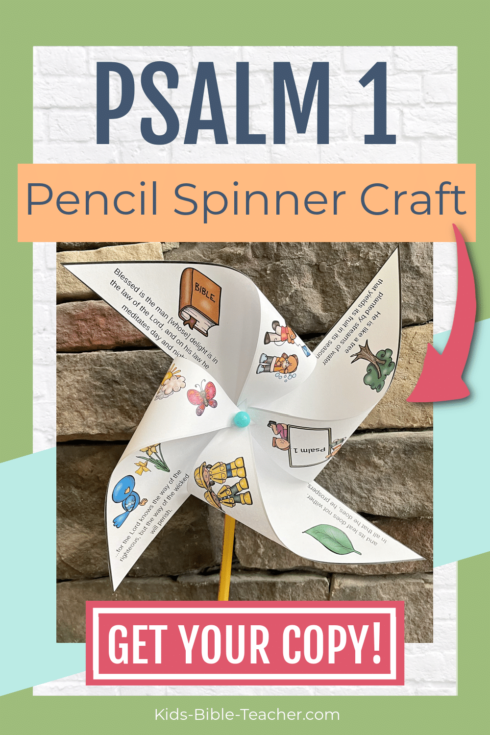 Psalm 1 Bible Craft Pencil Spinner Craft with Bible Verses