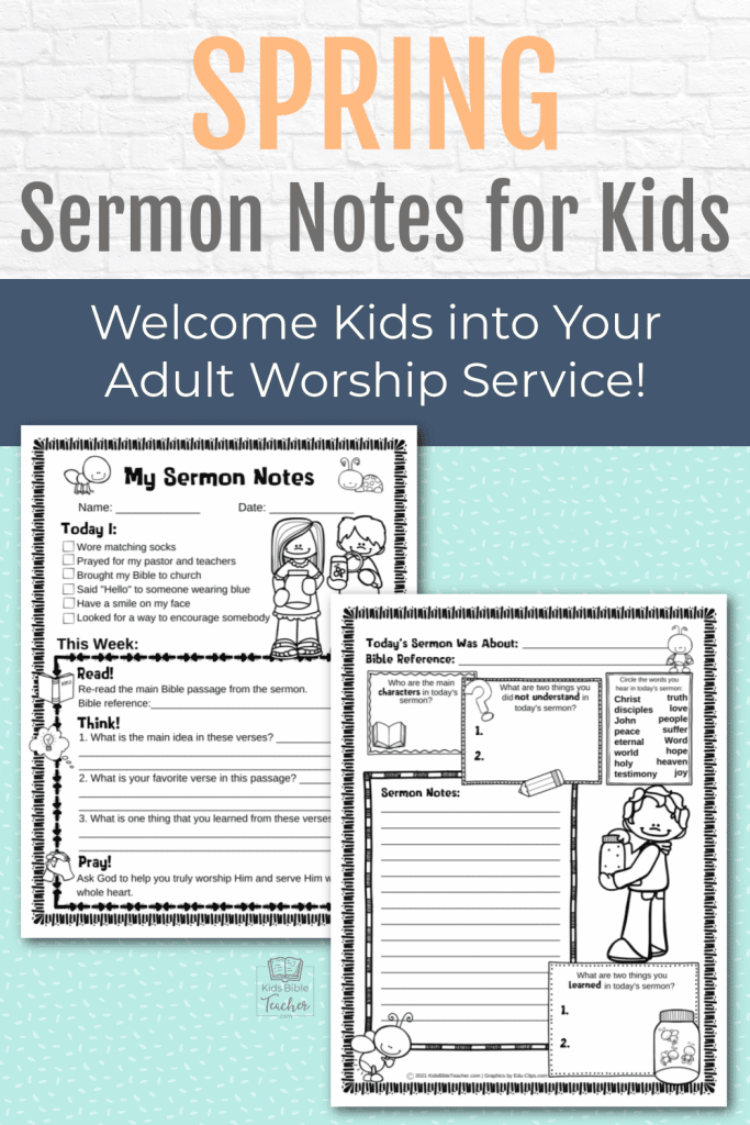 Help your kids feel welcome in the adult church service with this fun printable spring sermon notes page - perfect to keep kids quietly engaged and actively participating!