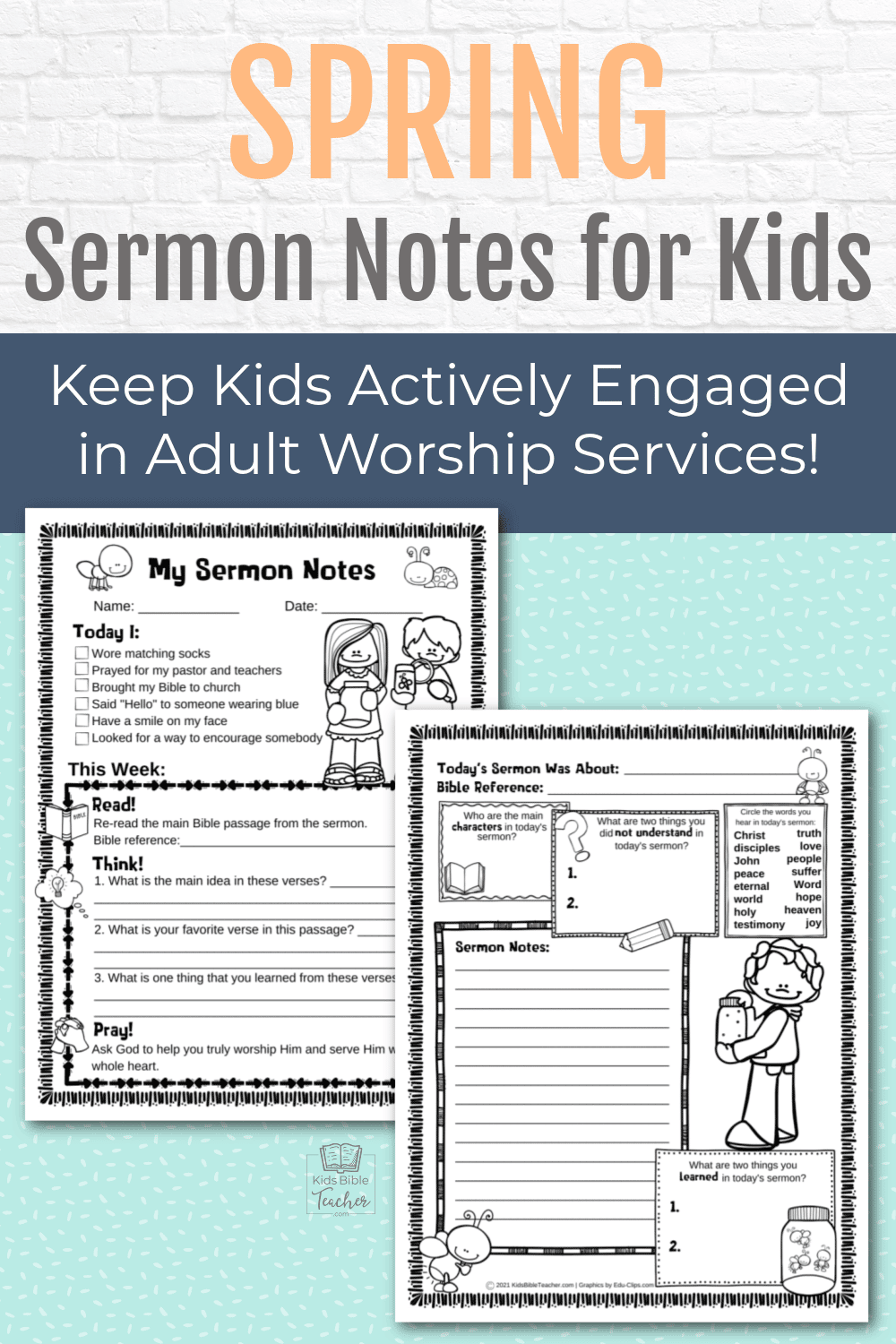 Help your kids feel welcome in the adult church service with this fun printable spring sermon notes page - perfect to keep kids quietly engaged and actively participating!