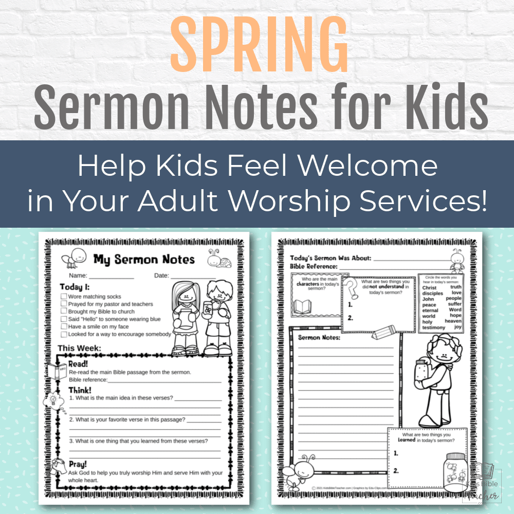 Help your kids feel welcome in the adult church service with this fun printable spring sermon notes page - perfect to keep kids quietly engaged and actively participating!