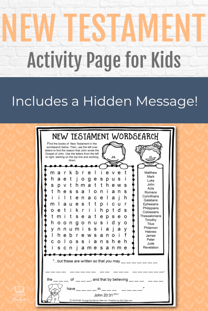 new testament wordsearch activity page kids bible teacher