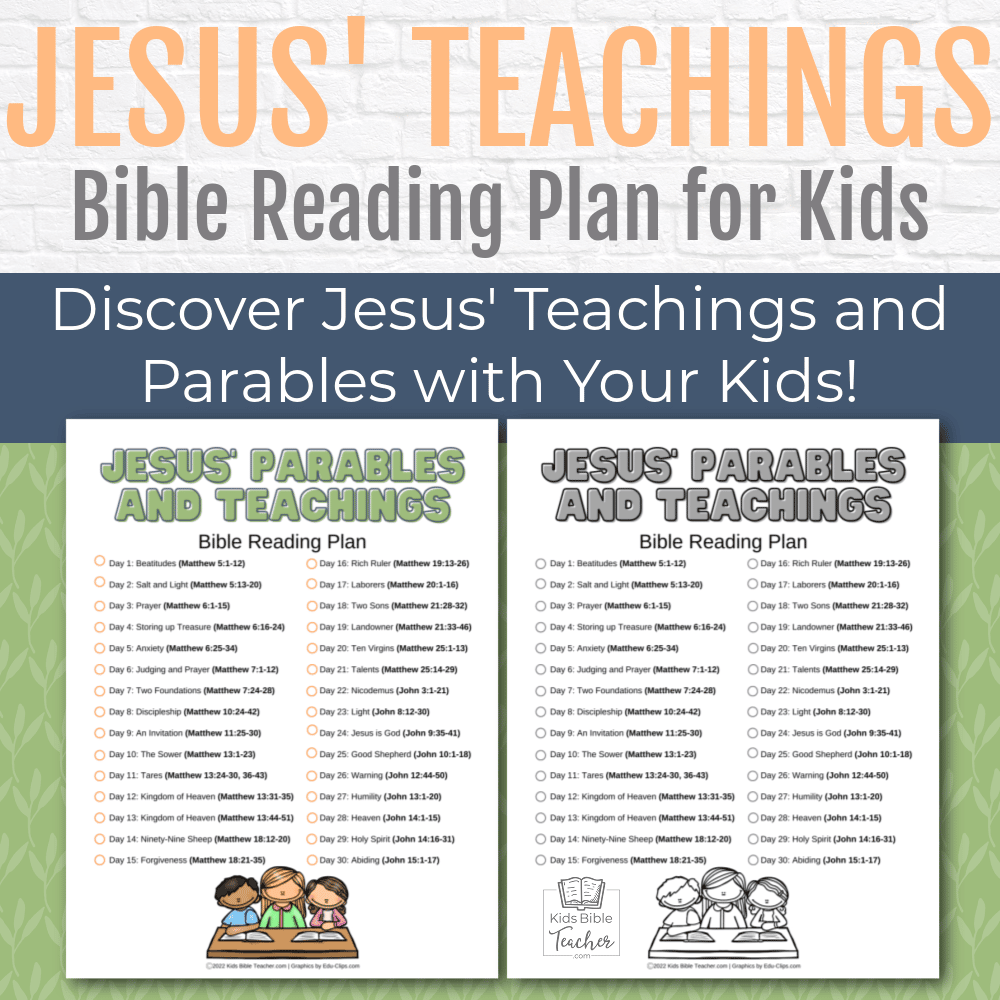 Help your kids deepen their faith with this FREE printable Jesus' Teachings and Parables Bible reading plan for kids.