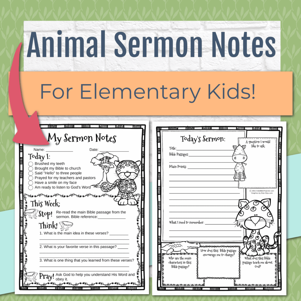 Help your elementary aged kids feel welcomed into the adult service and actively participate with these fun Animal Sermon Notes.