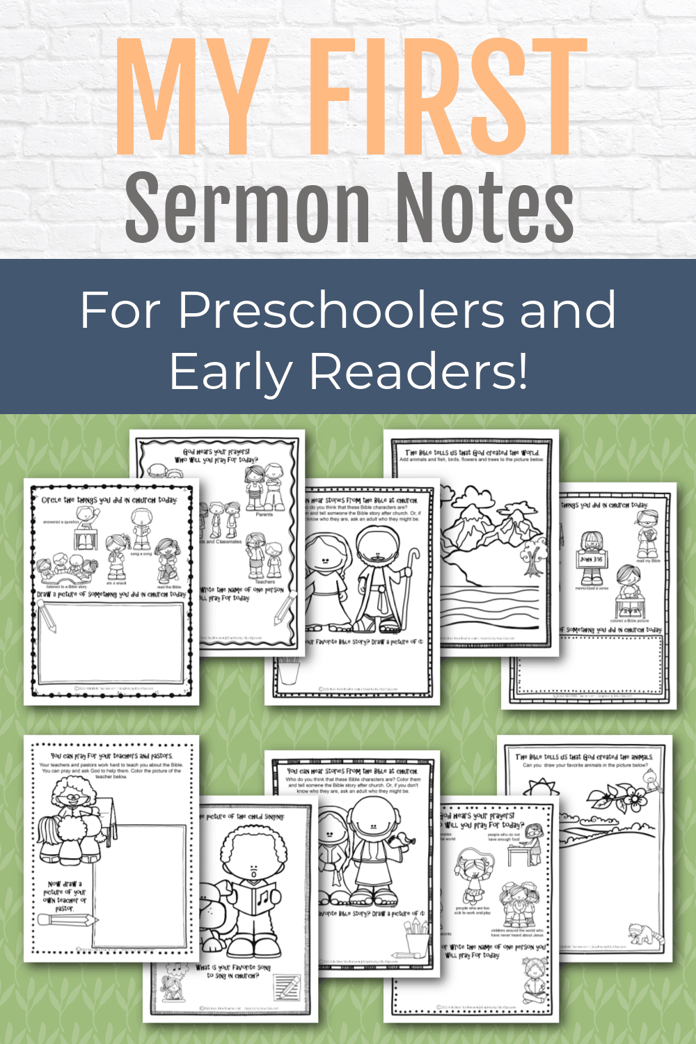 Help your own kids or kids in your church engage in the adult service with these printable Sermon Notes for preschoolers and Early Readers.