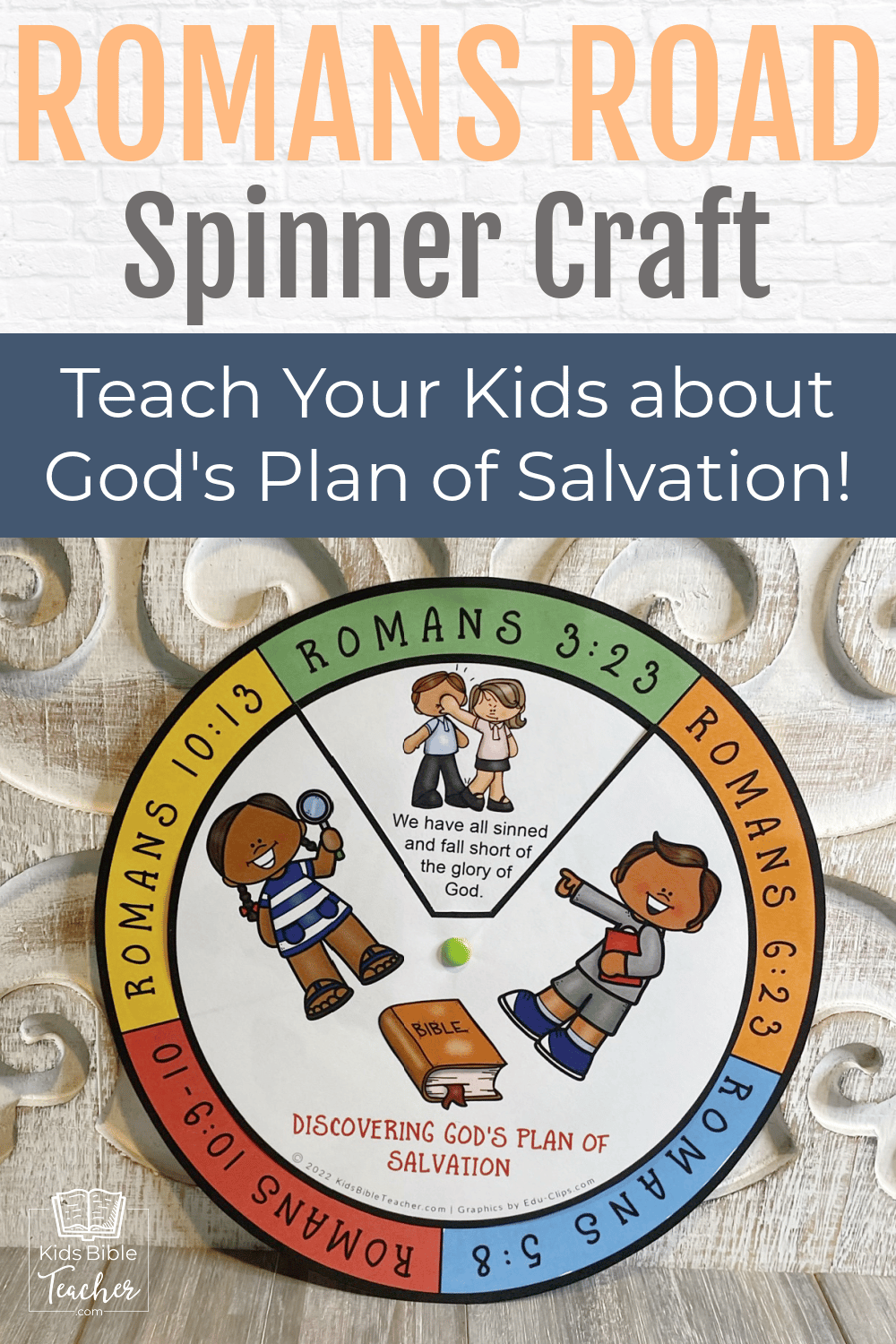 Are you looking for Sunday School crafts, Bible club crafts, or homeschool crafts that will help your kids learn the Romans Road? If so, this spinner is exactly what you need!